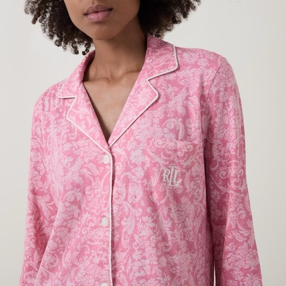 NWT Ralph Lauren Pink Paisley Jersey Pajama Dress Preppy Trad Wife - Picture 2 of 10